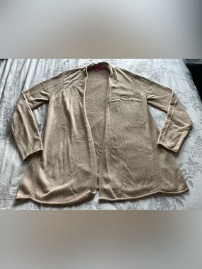 Lilly Pulitzer Beige Gold Metallic Cashmere Blend Open Cardigan Large Classic
